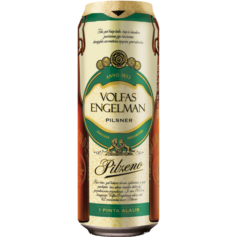 Volfas Engelman Pilzeno Prem Pilsner 4.7% 568ML